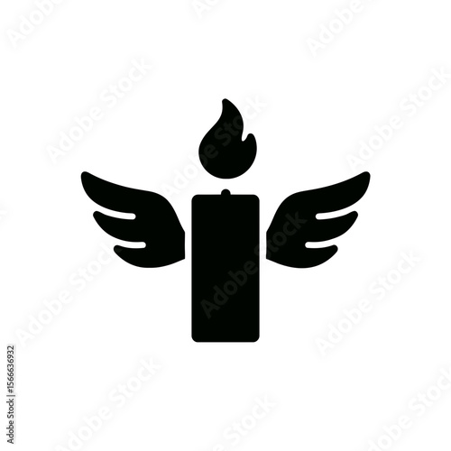 very simple flat and single minimalist Soaring Candle Silhouettes in black on a white background