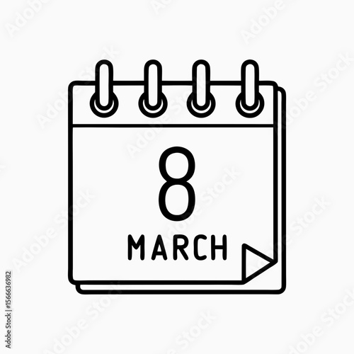 Calendar Page for March 8th Indicative of International Women's Day for Blogs, Websites, Awareness Campaigns, Educational Resources, and Social Media Content  