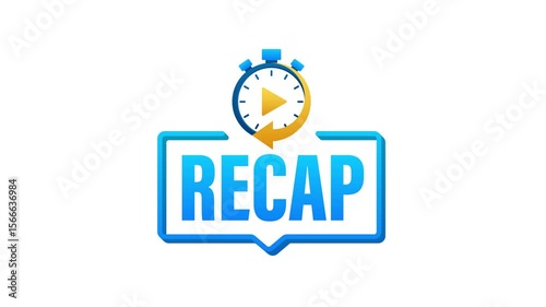Recap Animated Banner with Play Button and Timer on White and Green Screen Background
