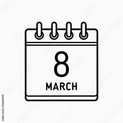 Calendar Page for March 8th Celebrating International Women's Day for Blogs, Websites, Social Media, Educational Content, and Awareness Campaigns  