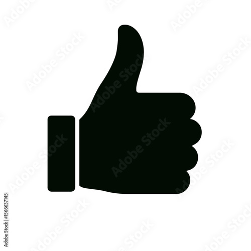 very simple flat and single minimalist Thumbs up Silhouettes in black on a white background