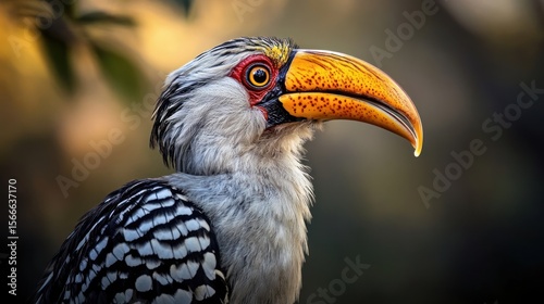 Close-up profile of a hornbill