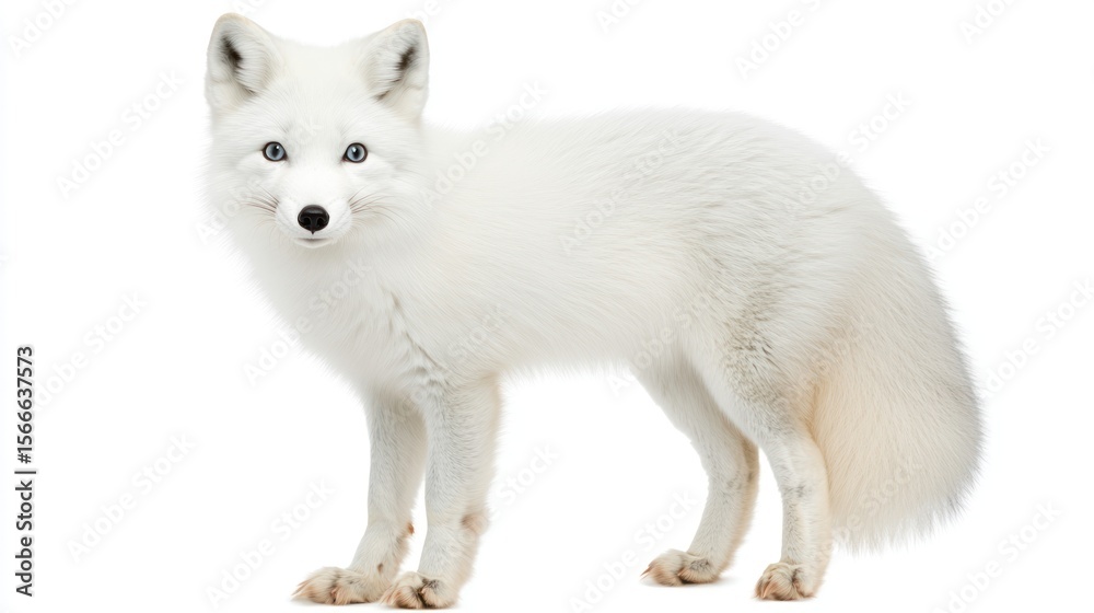 Obraz premium Arctic Fox Portrait Against White Background