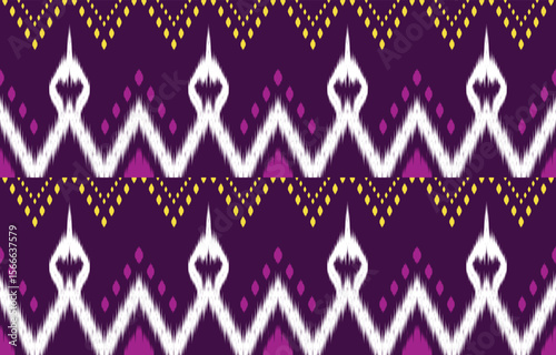 Geometric ethnic oriental ikat seamless pattern  color oriental. Aztec ornament print. Design for background ,curtain, carpet, wallpaper, clothing, wrapping, Batik, vector illustration.