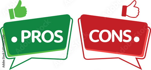 Green and red speech bubbles with thumbs up symbols and text vector