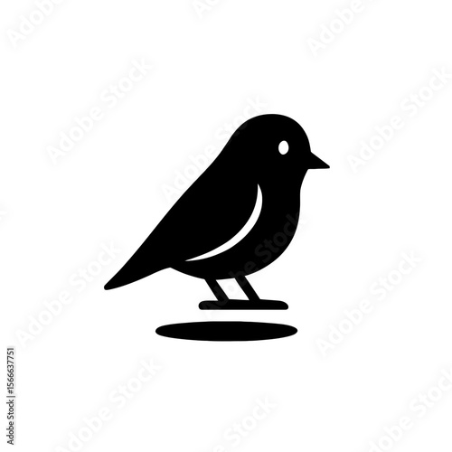 very simple flat and single minimalist Lonely Bird Silhouettes in black on a white background