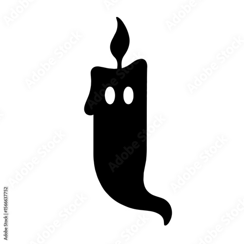 very simple flat and single minimalist Trailing Candle Spirit Silhouettes in black on a white background