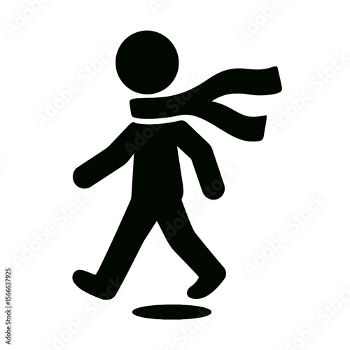 very simple flat and single minimalist Swinging Scarf Step Silhouettes in black on a white background