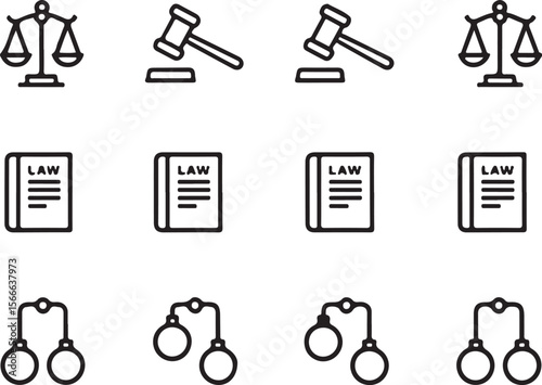 Legal Justice Icon Bundle | Law, Court, Gavel, Scales, Book Set


