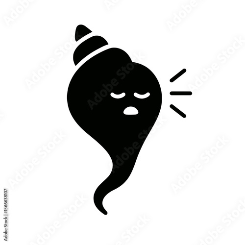 very simple flat and single minimalist Wandering Shell Spirit Silhouettes in black on a white background