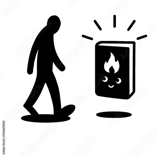 very simple flat and single minimalist Flickering Book Step Silhouettes in black on a white background