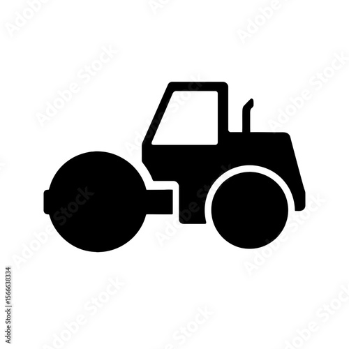 very simple flat and single minimalist Steamroller Silhouettes in black on a white background