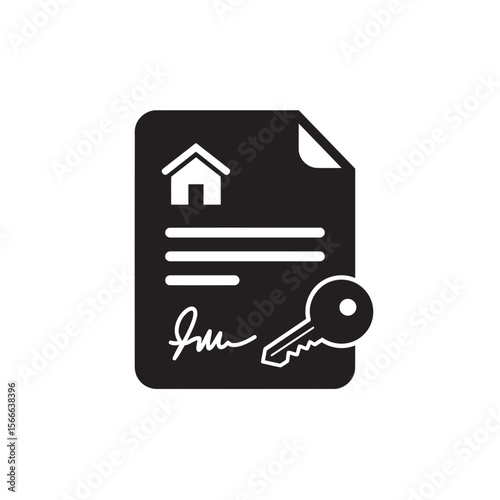 A document with a signature and a key icon