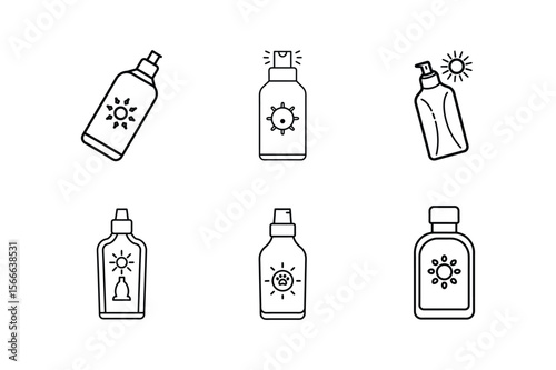 pet sunscreen bottle icon line art vector illustration