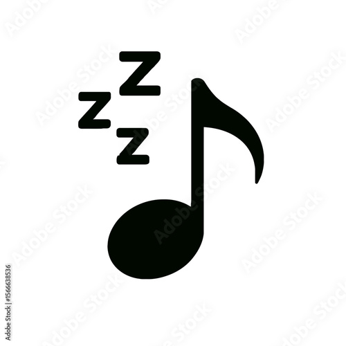very simple flat and single minimalist Sleepy Note Silhouettes in black on a white background