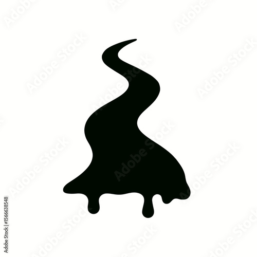 very simple flat and single minimalist Melting Path Silhouettes in black on a white background