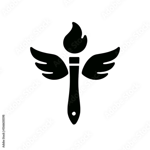 very simple flat and single minimalist Soaring Brush Silhouettes in black on a white background