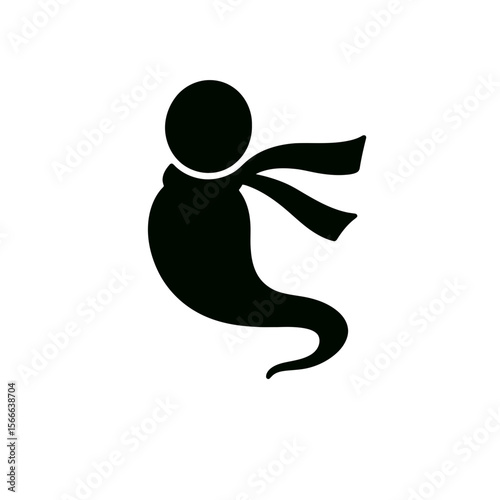 very simple flat and single minimalist ing Scarf Spirit Silhouettes in black on a white background