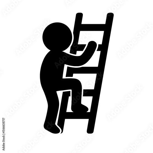very simple flat and single minimalist Climbing Ladder Step Silhouettes in black on a white background