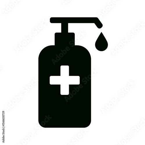 very simple flat and single minimalist Sanitizer Silhouettes in black on a white background