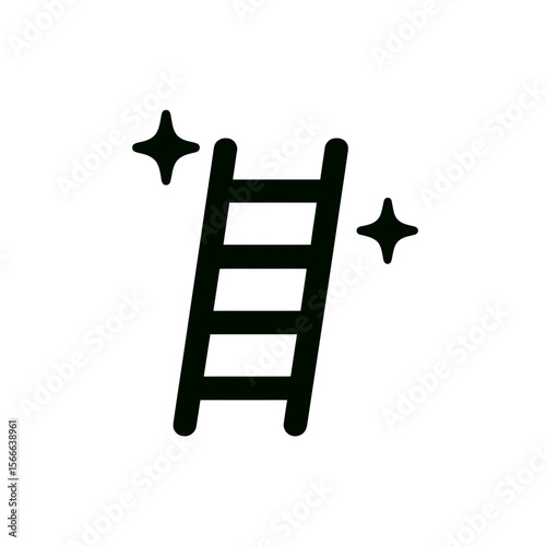very simple flat and single minimalist Glowing Ladder Silhouettes in black on a white background