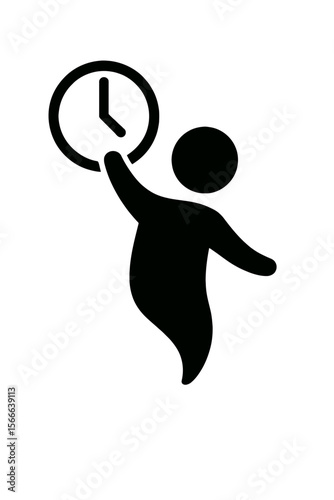 very simple flat and single minimalist Flowing Clock Spirit Silhouettes in black on a white background