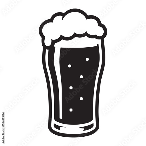 Tall glass of dark frothy beer drink beverage