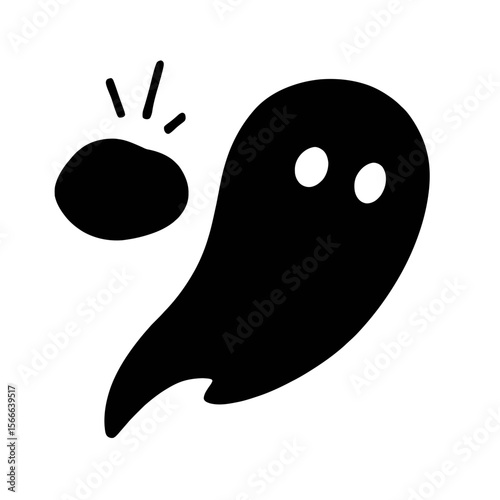 very simple flat and single minimalist Soaring Pebble Spirit Silhouettes in black on a white background