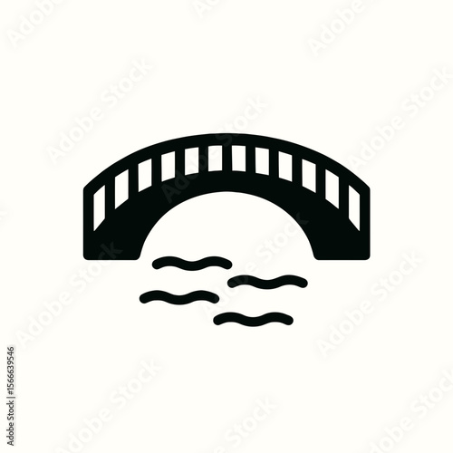 very simple flat and single minimalist Drifting Bridge Silhouettes in black on a white background
