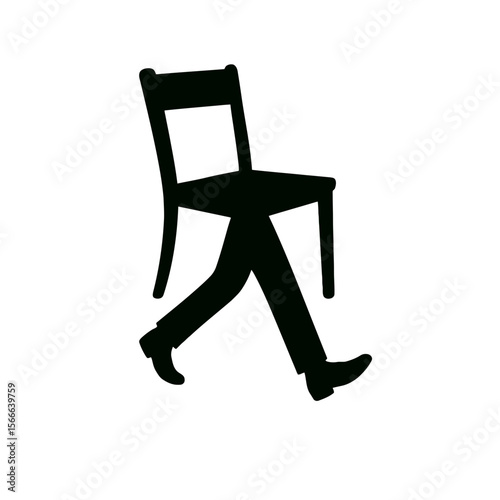very simple flat and single minimalist Soaring Chair Step Silhouettes in black on a white background