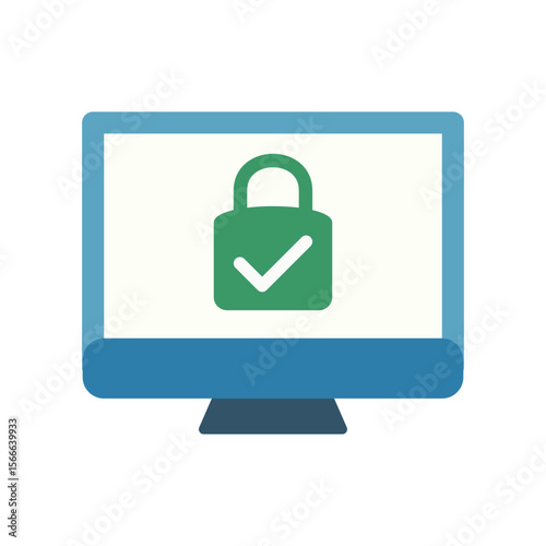 Desktop screen displaying a secure connection, represented by a green padlock with a checkmark, symbolizing data protection and privacy.
