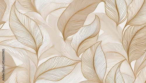beige and white seamless pattern with abstract leaf texture modern wallpaper design for wall decoration interior mural or textile print simple botanical background with natural lines