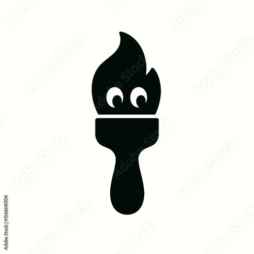 very simple flat and single minimalist Hidden Brush Silhouettes in black on a white background