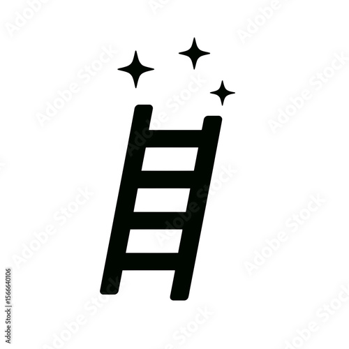 very simple flat and single minimalist Twinkling Ladder Step Silhouettes in black on a white background