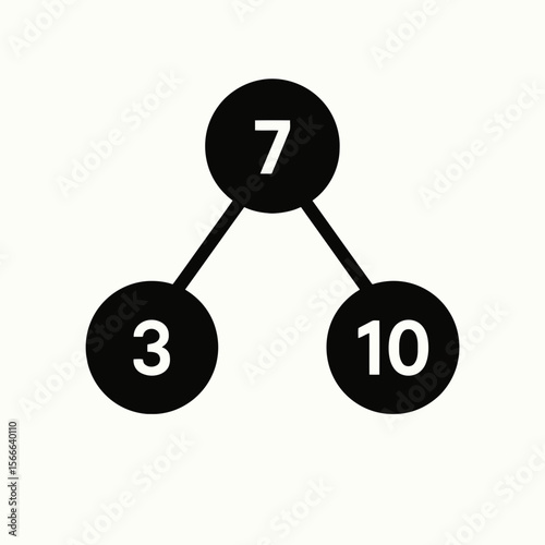 very simple flat and single minimalist Binary Search Silhouettes in black on a white background