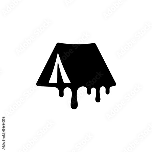 very simple flat and single minimalist Melting Tent Step Silhouettes in black on a white background