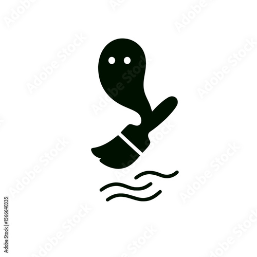 very simple flat and single minimalist Floating Brush Spirit Silhouettes in black on a white background
