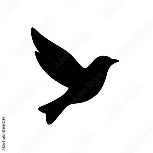 very simple flat and single minimalist Soaring Bird Silhouettes in black on a white background