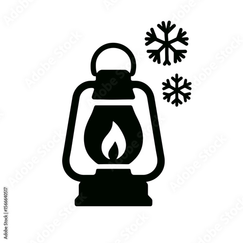 very simple flat and single minimalist Frozen Lantern Silhouettes in black on a white background