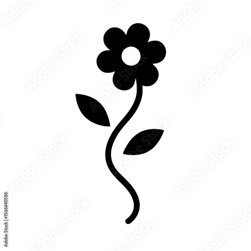 very simple flat and single minimalist Flowing Flower Silhouettes in black on a white background