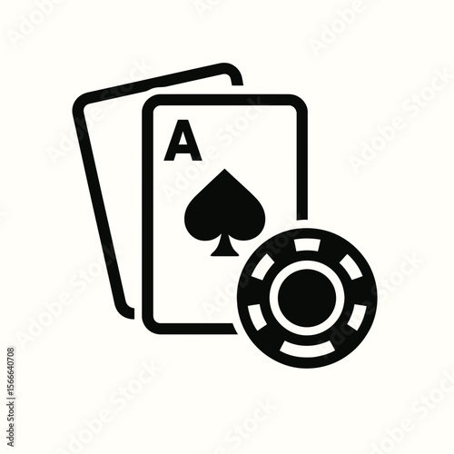 very simple flat and single minimalist Baccarat Silhouettes in black on a white background