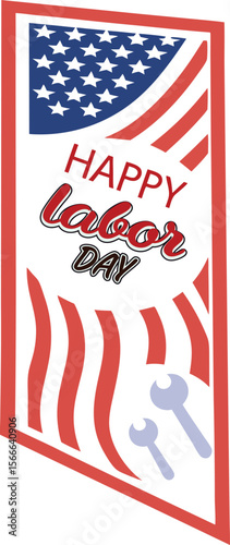 Festive illustration celebrating labor day with vibrant colors and bold typography