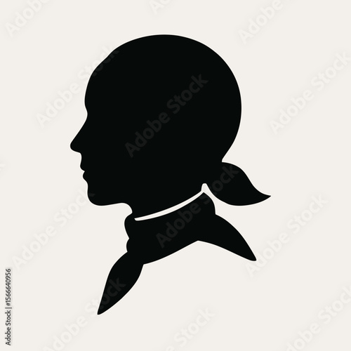 very simple flat and single minimalist Silent Scarf Silhouettes in black on a white background
