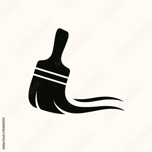 very simple flat and single minimalist Drifting Brush Silhouettes in black on a white background