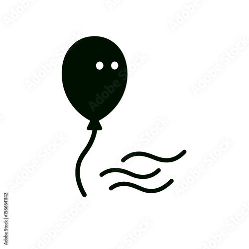 very simple flat and single minimalist Flowing Balloon Step Silhouettes in black on a white background