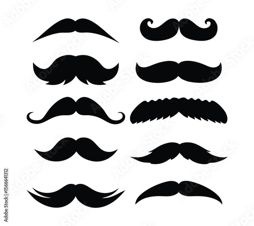 Funny Mustache Silhouettes for Party and Photo Booth