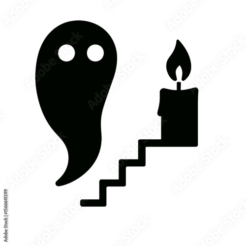 very simple flat and single minimalist Climbing Candle Step Silhouettes in black on a white background