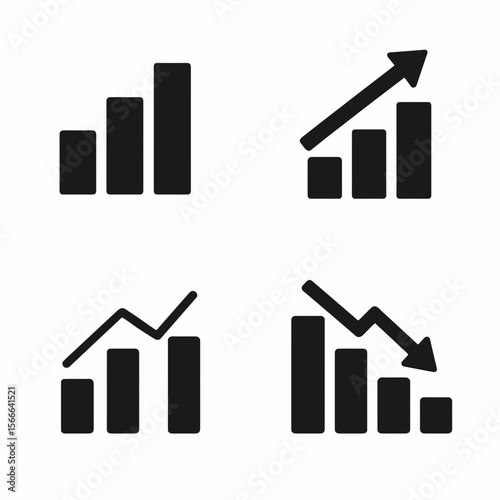 very simple flat and single minimalist Box Chart Silhouettes in black on a white background
