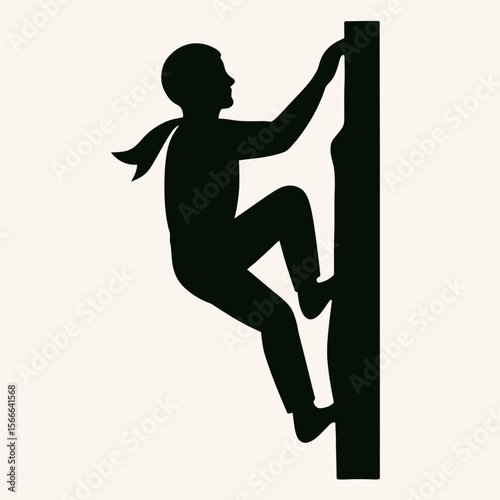 very simple flat and single minimalist Climbing Scarf Silhouettes in black on a white background