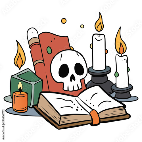 Enchanting Scene with Skull and Candles	